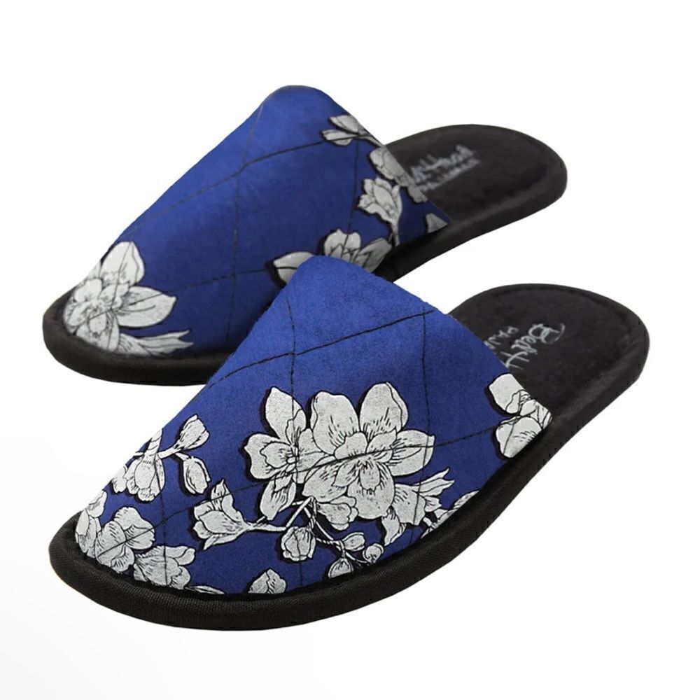 BEDHEAD NAVY SHADOW BLOSSOM FRENCH TERRY LINED SLIPPER. Size Medium. NWT